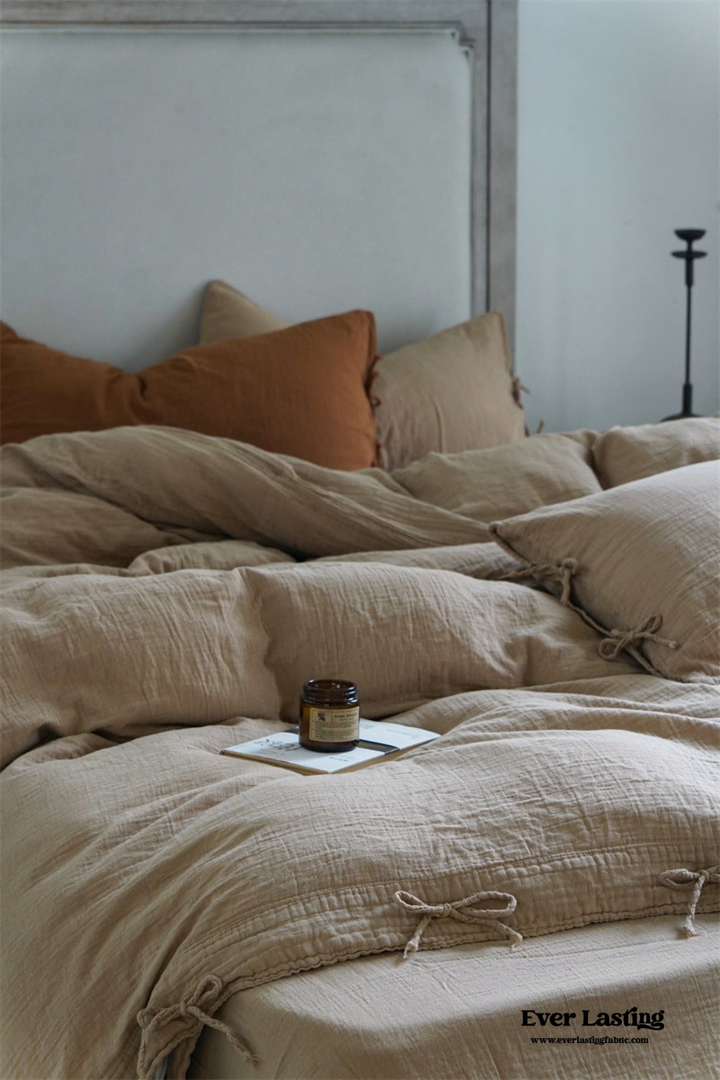 Evelyn Retro Double Gauze Bedding Set / Coffee Brown