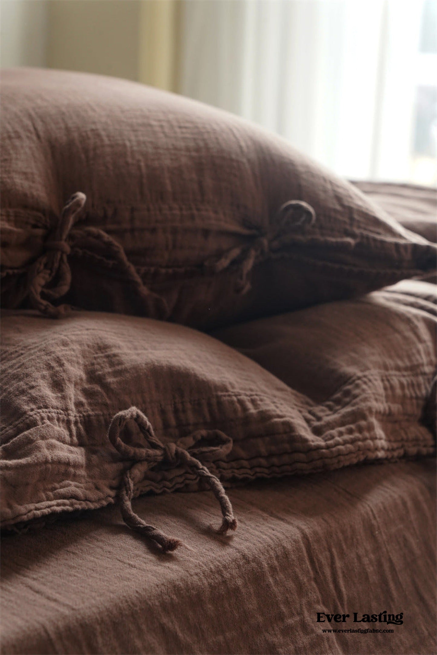 Evelyn Retro Double Gauze Bedding Set / Coffee Brown
