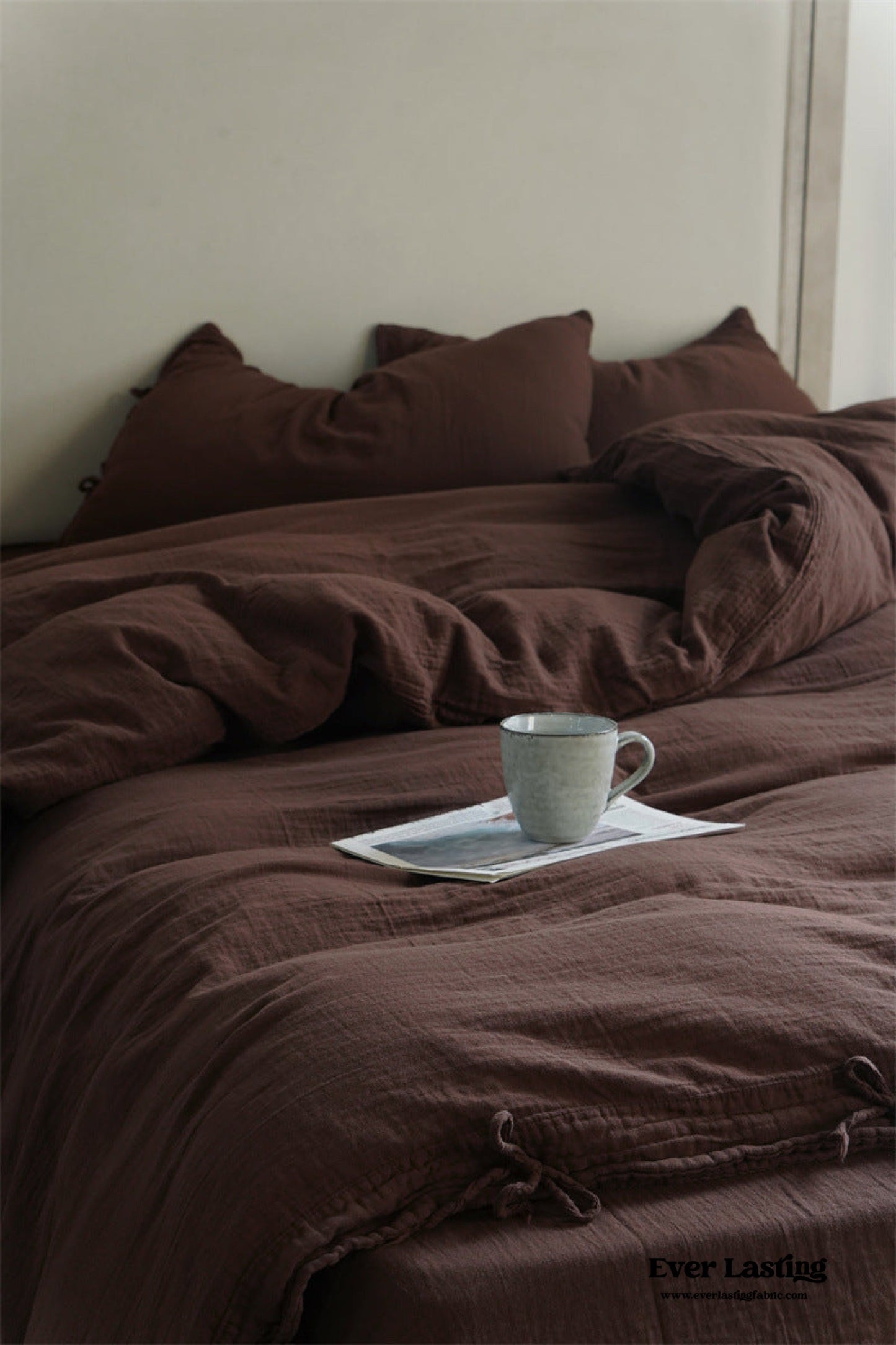 Evelyn Retro Double Gauze Bedding Set / Coffee Brown