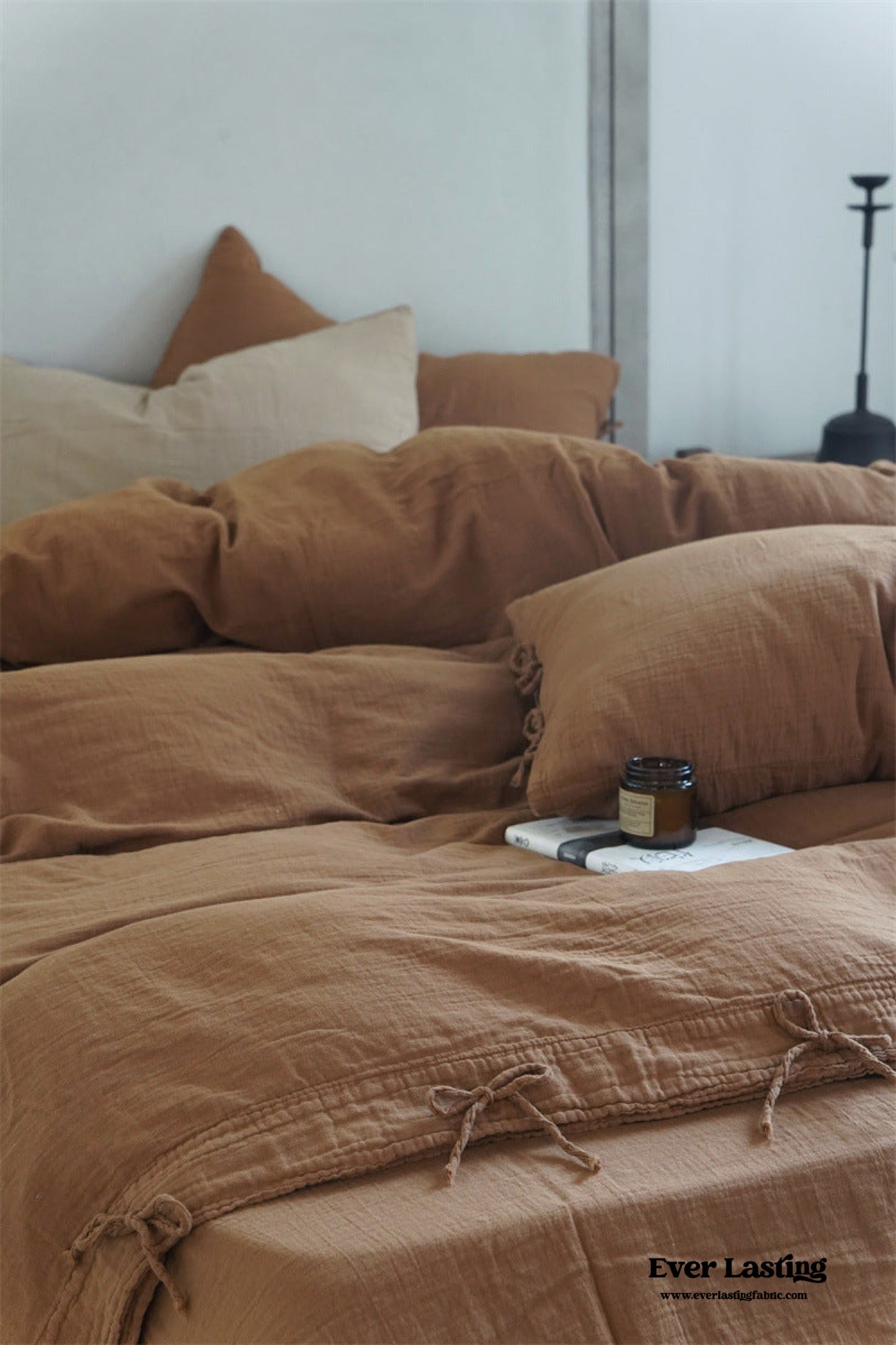 Evelyn Retro Double Gauze Bedding Set / Coffee Brown
