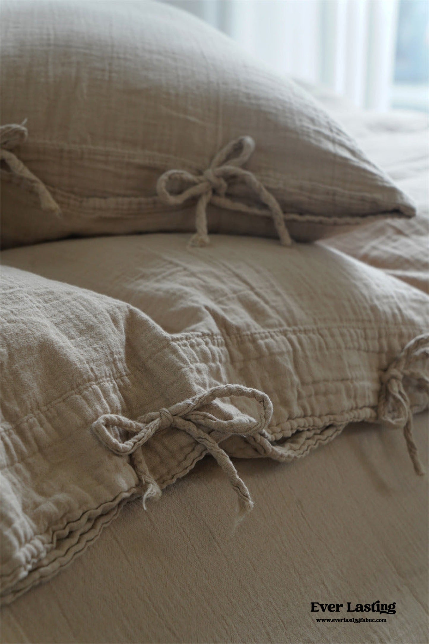 Evelyn Retro Double Gauze Bedding Set / Coffee Brown