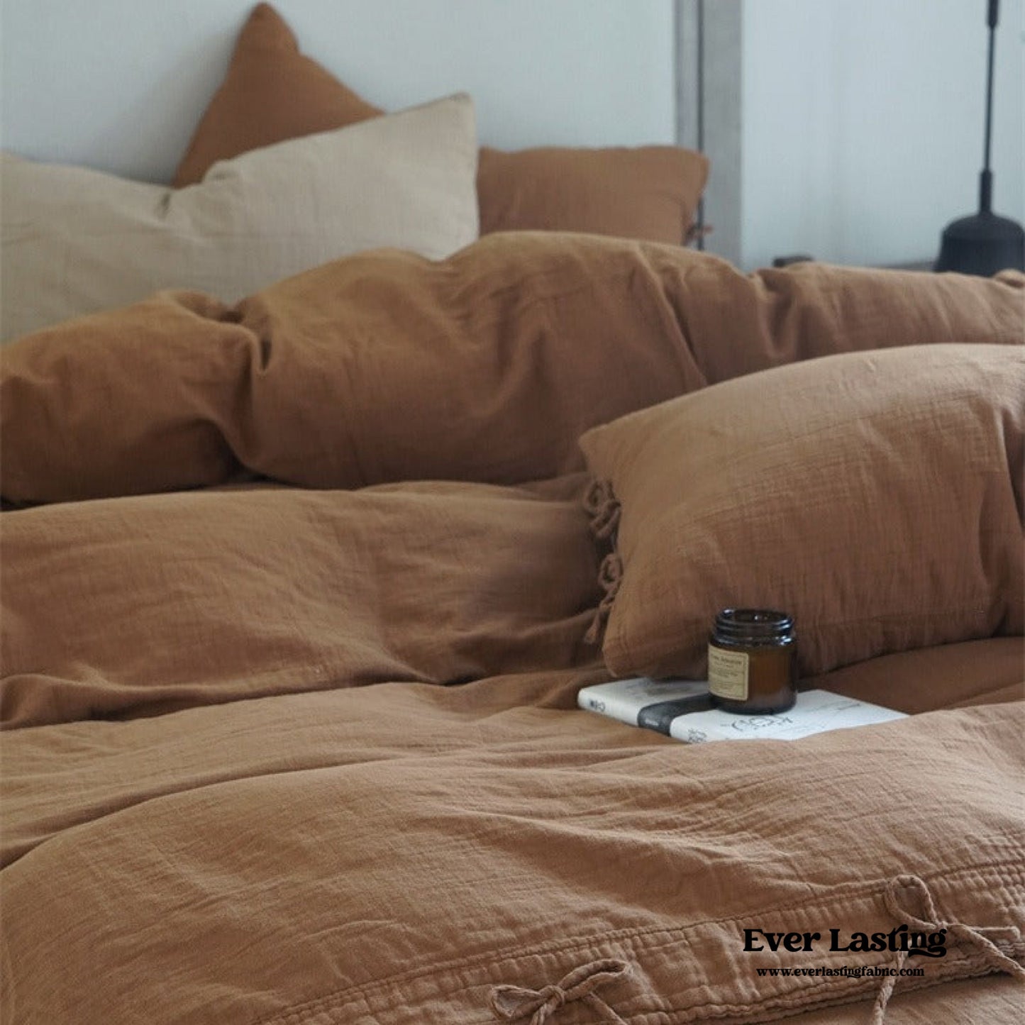 Evelyn Retro Double Gauze Bedding Set / Coffee Brown