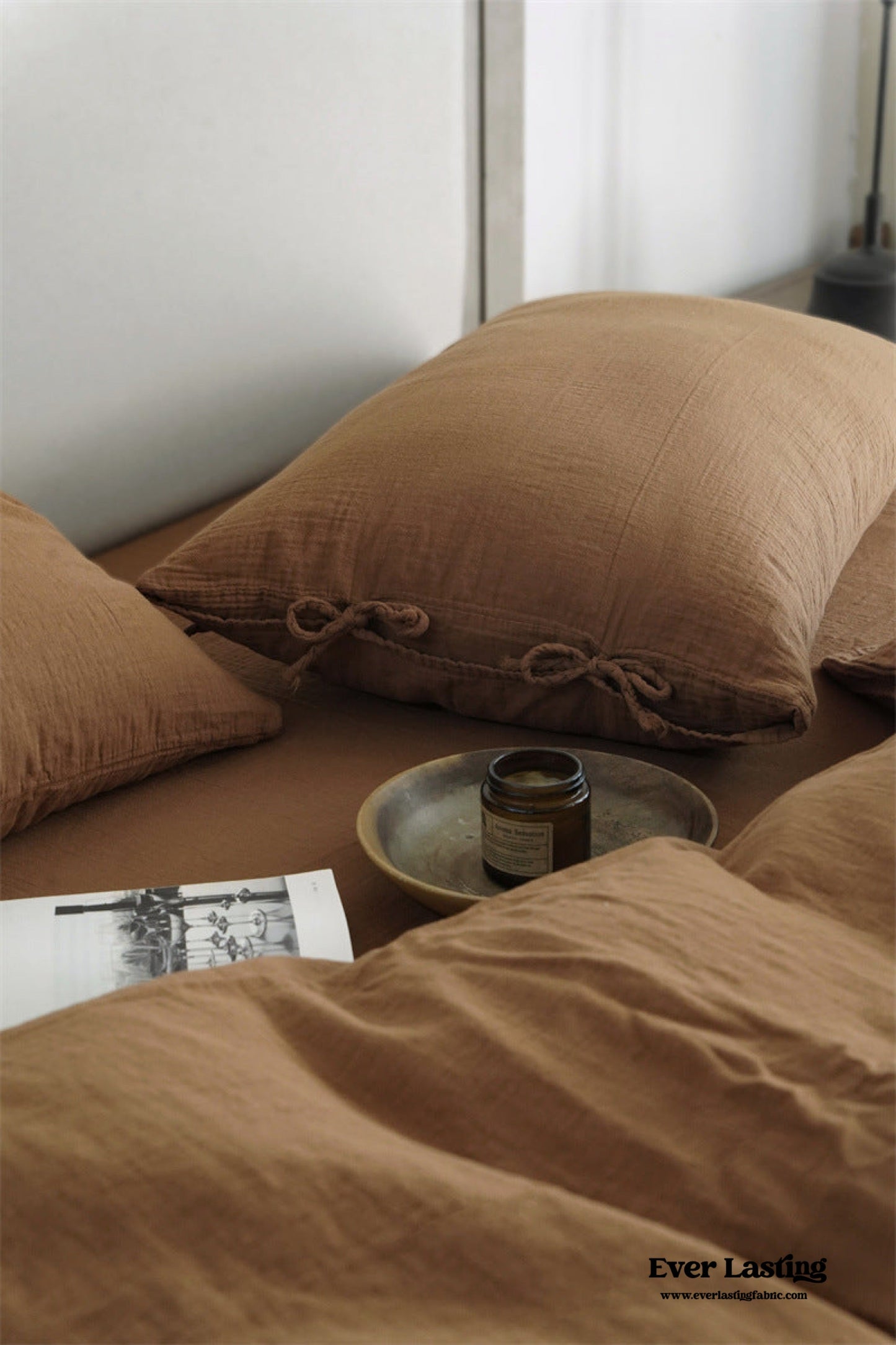 Evelyn Retro Double Gauze Bedding Set / Coffee Brown