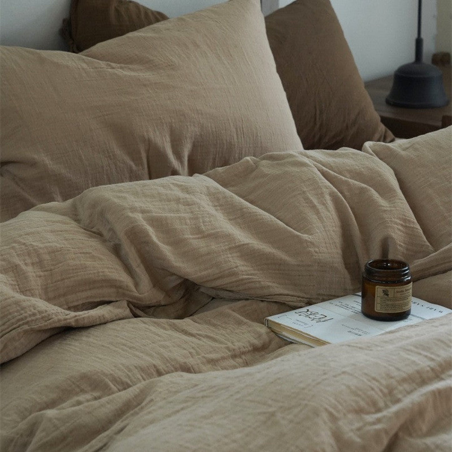 Evelyn Retro Double Gauze Bedding Set / Coffee Brown