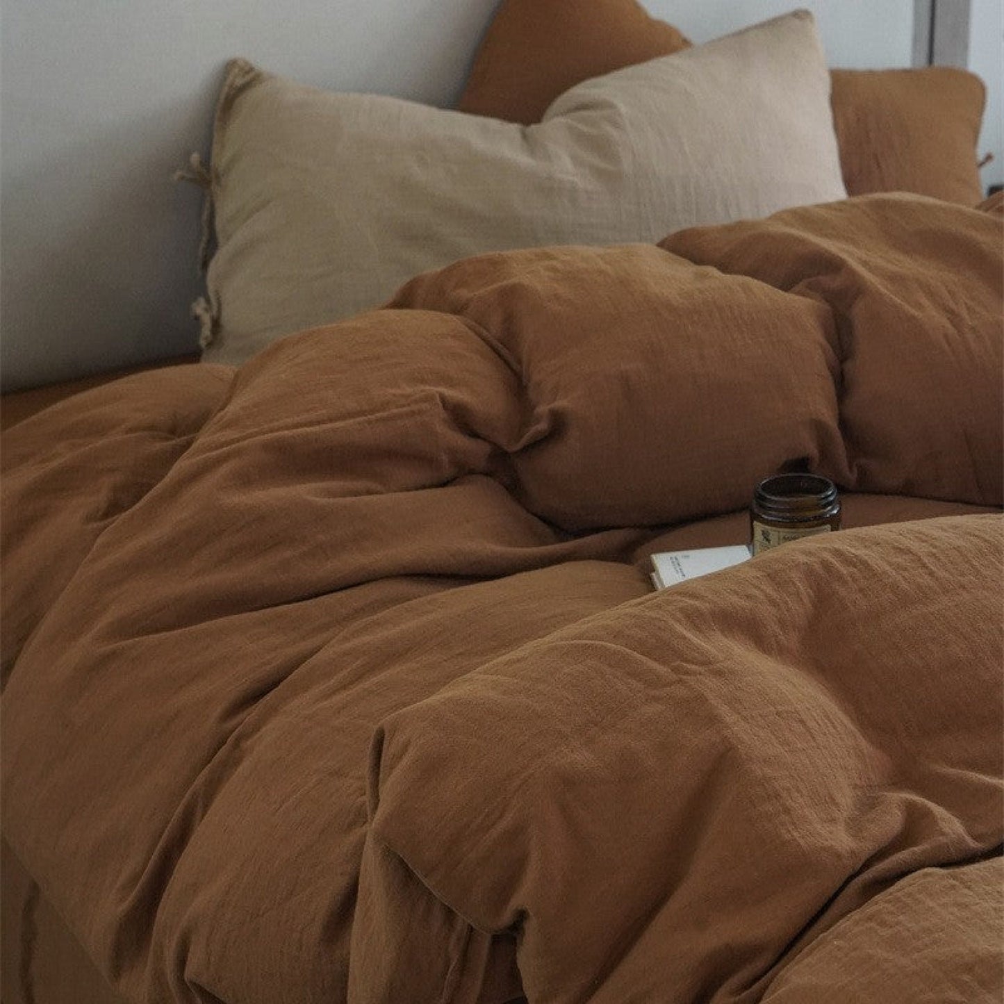 Evelyn Retro Double Gauze Bedding Set / Coffee Brown