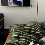 Ever Lasting° Jersey Knit Retro Stripe Bedding Set — Soft Cotton Blend, Green + Brown