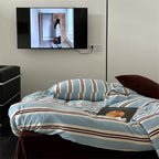 Ever Lasting° Jersey Knit Retro Stripe Bedding Set — Soft Cotton Blend, Green + Brown