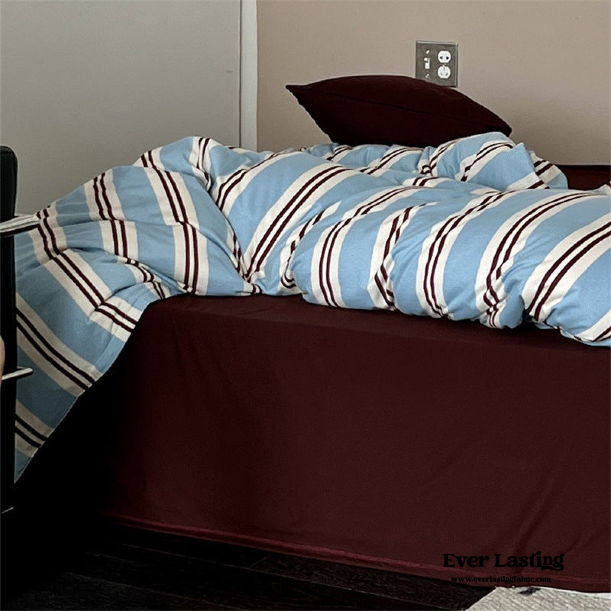 Ever Lasting° Jersey Knit Retro Stripe Bedding Set — Soft Cotton Blend, Green + Brown