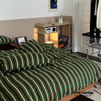 Ever Lasting° Jersey Knit Retro Stripe Bedding Set — Soft Cotton Blend, Green + Brown