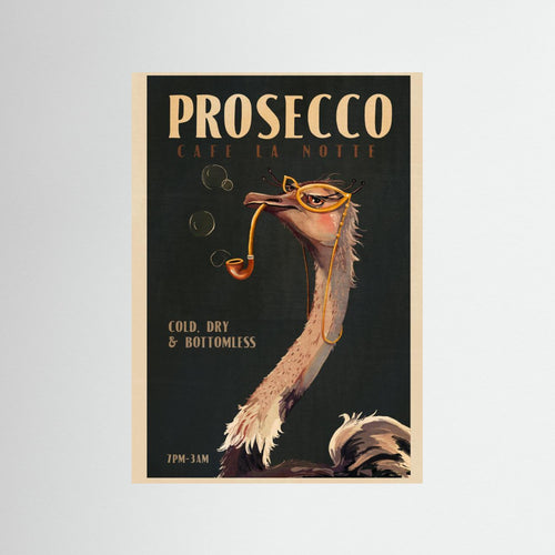 Art Deco Prosecco Wall Art Of An Ostrich by The Whiskey Ginger