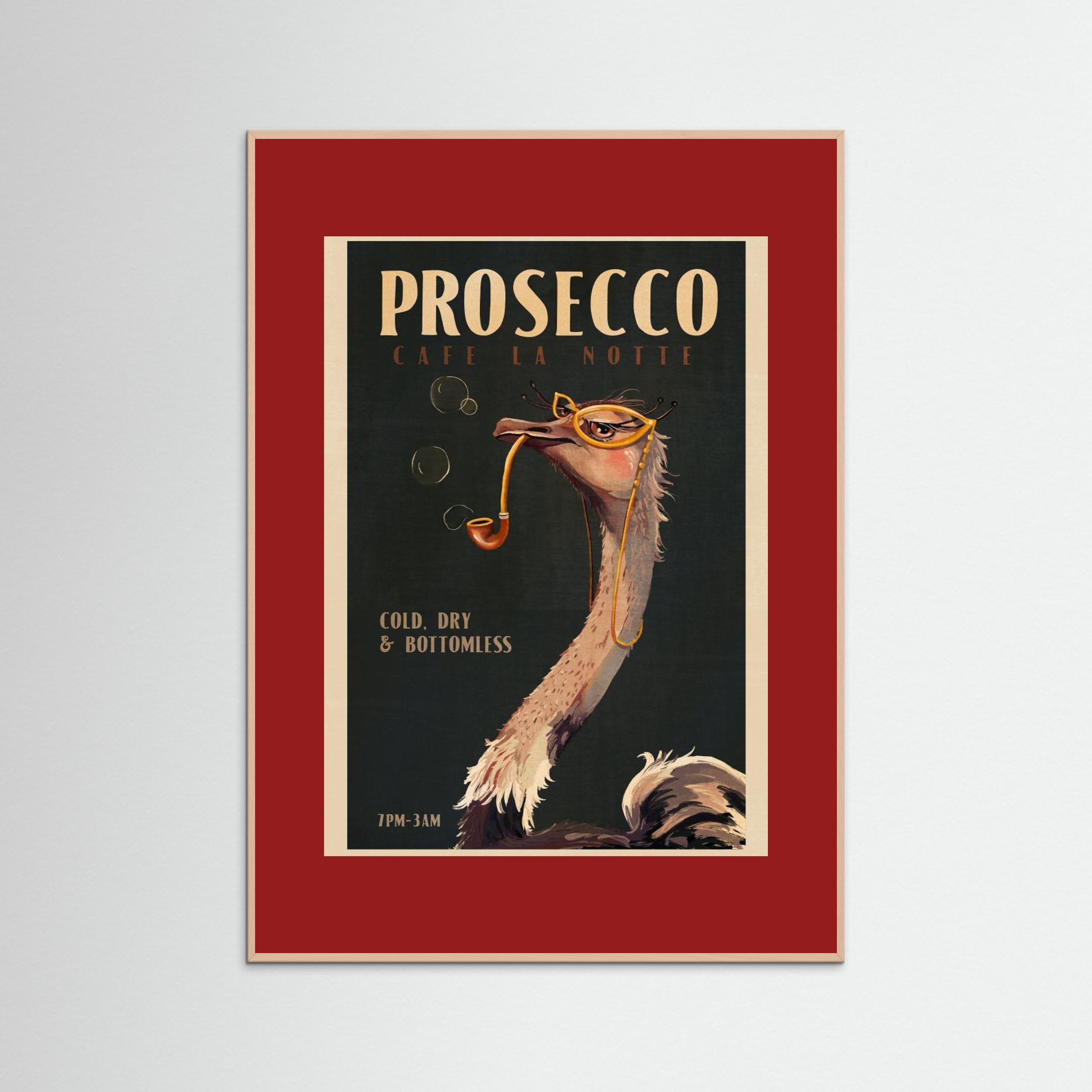 Art Deco Prosecco Wall Art Of An Ostrich by The Whiskey Ginger
