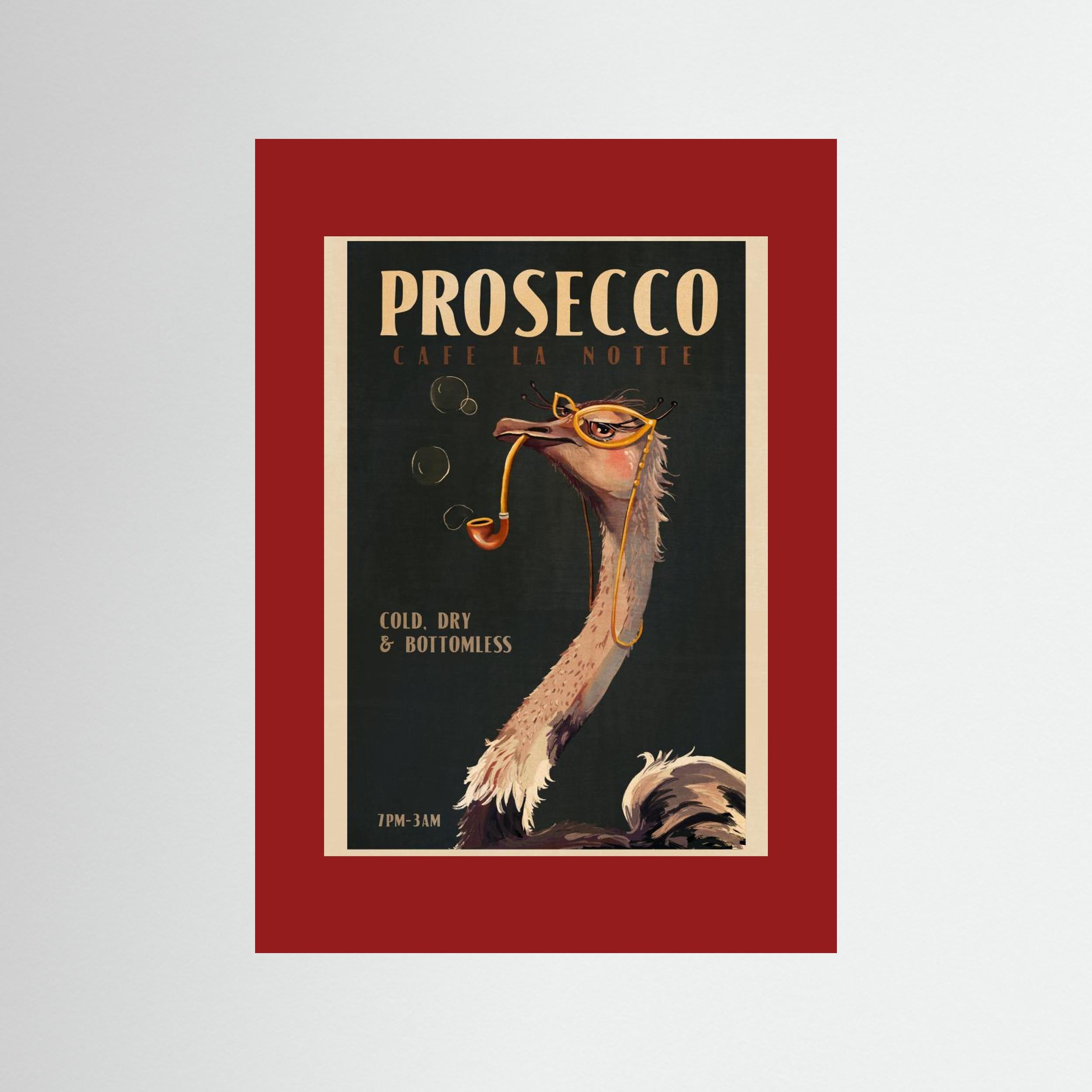 Art Deco Prosecco Wall Art Of An Ostrich by The Whiskey Ginger