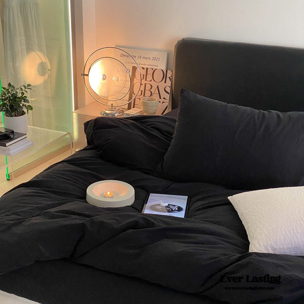 Ever Lasting° Modern Washed Cotton Bedding Set — Black Stripe