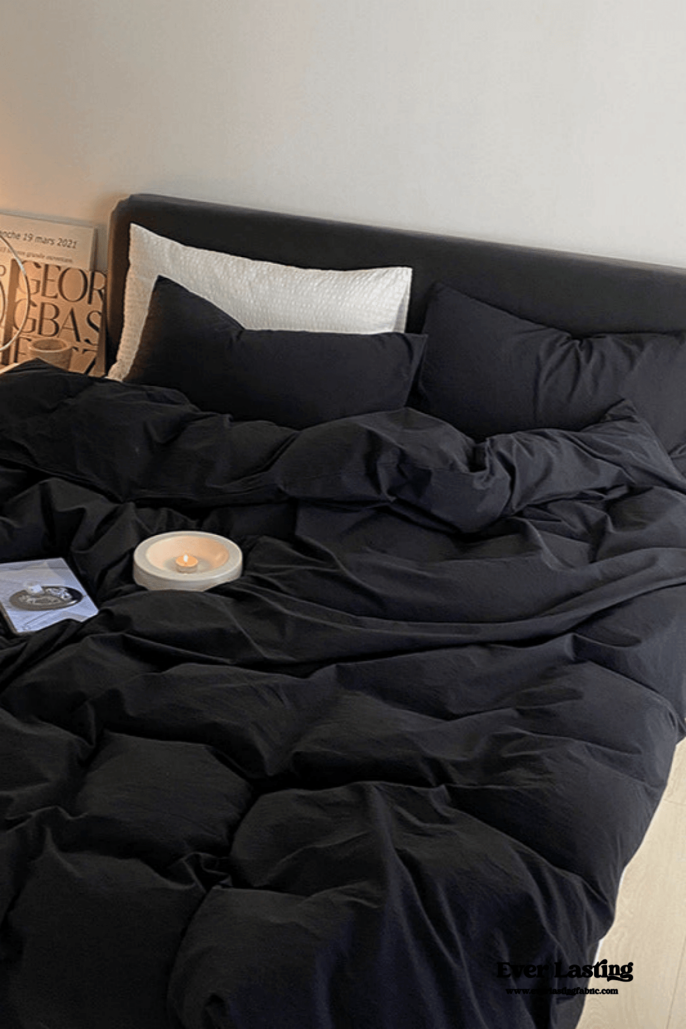 Ever Lasting° Modern Washed Cotton Bedding Set — Black Stripe
