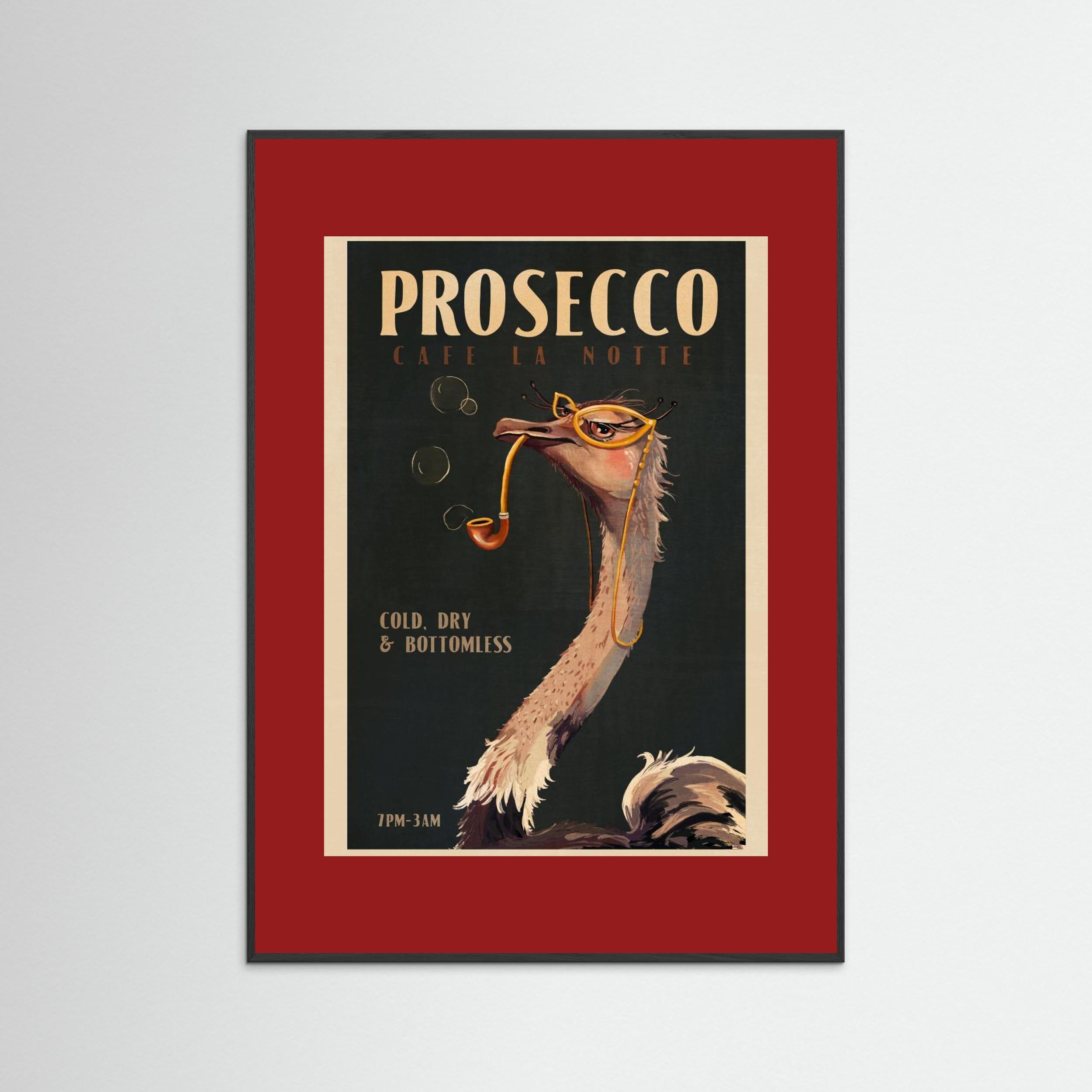 Art Deco Prosecco Wall Art Of An Ostrich by The Whiskey Ginger