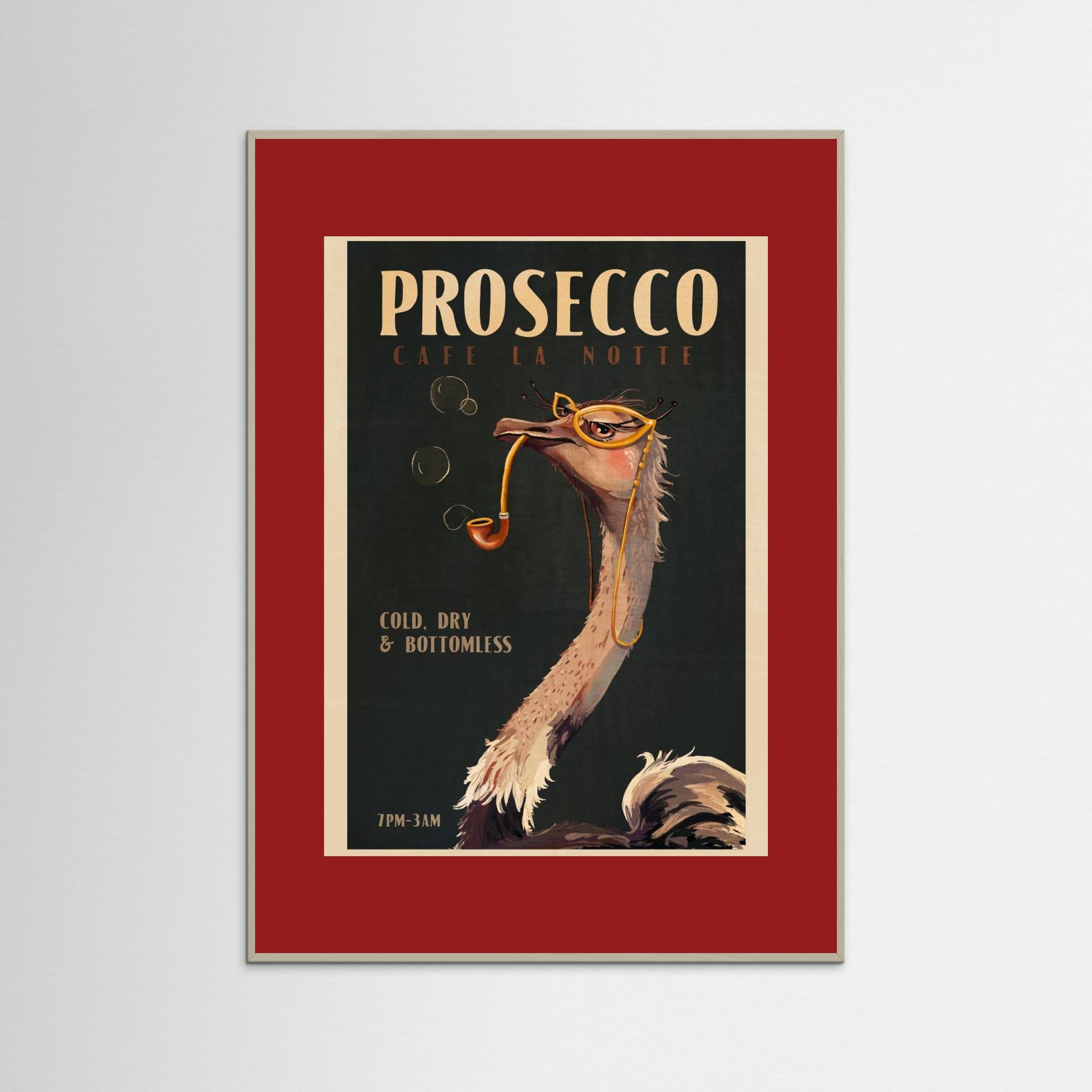 Art Deco Prosecco Wall Art Of An Ostrich by The Whiskey Ginger